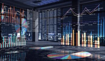 Graphs and charts fill the screen, much like stock market visuals.
