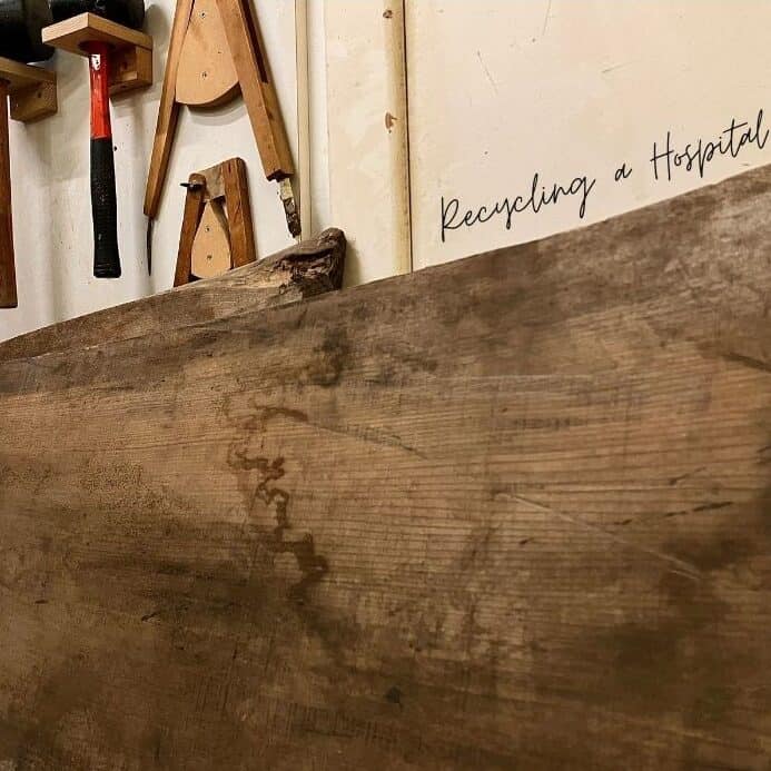 Block of wood with tools