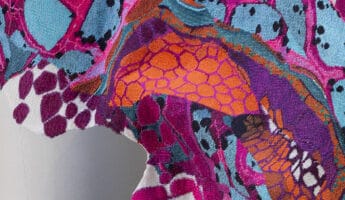 section of the edinburgh seven tapestry - pick, orange, blue